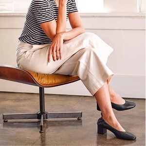 Everlane Italian Leather Day Heels Ballet Block Heel Pumps